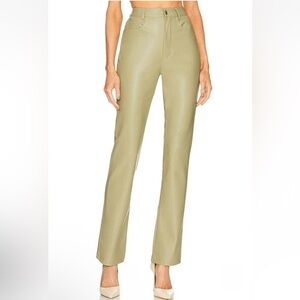 WeWoreWhat Vegan Leather Kick Flare High Waisted Pants In Oat NWT Womens Size 27